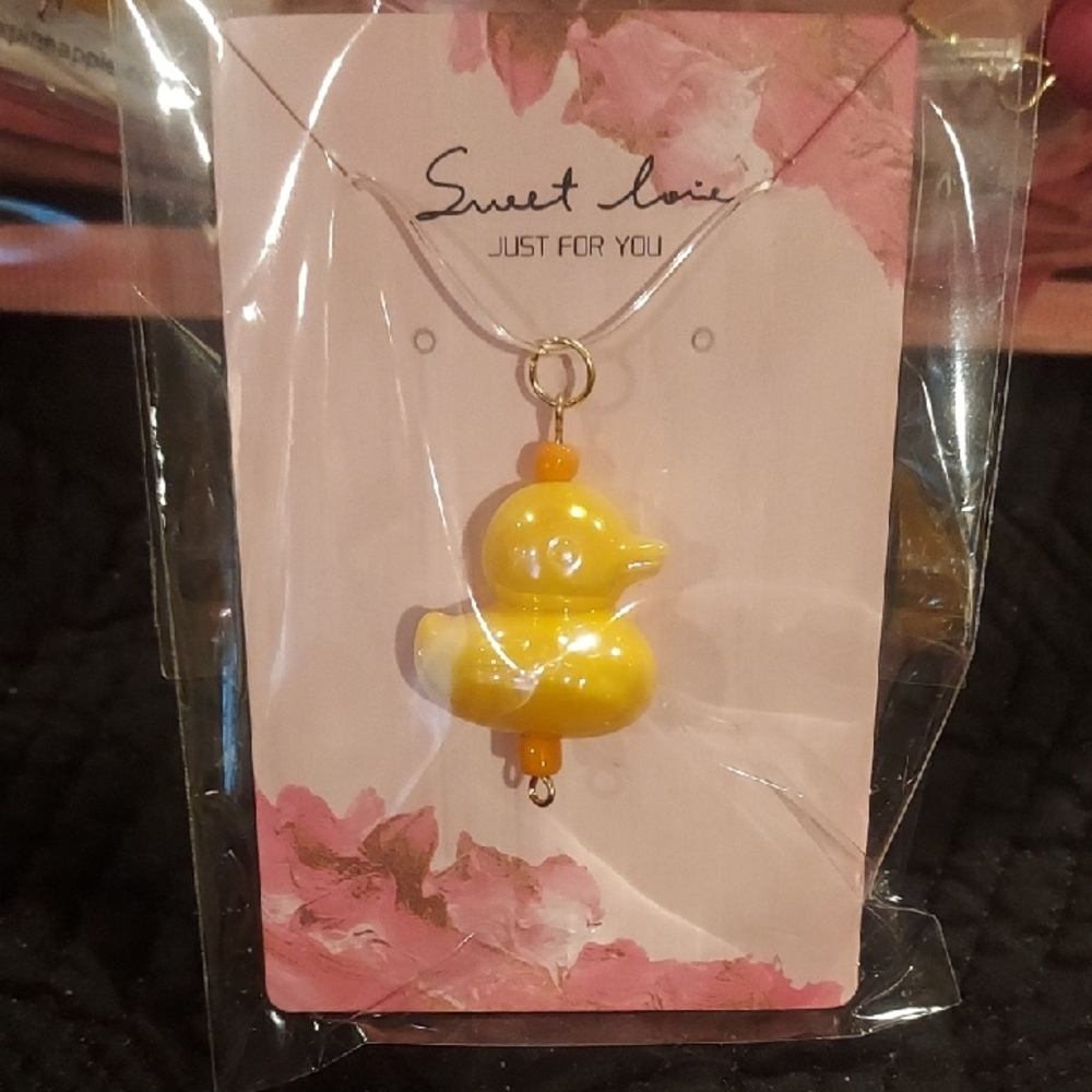 Yellow Duck Pendant Necklace
